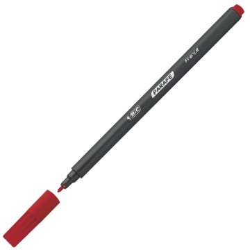 Stylo feutre d'écriture avec une pointe en nylon et largeur de trait 0,8 mm encre rouge PARAFE 881 BIC.