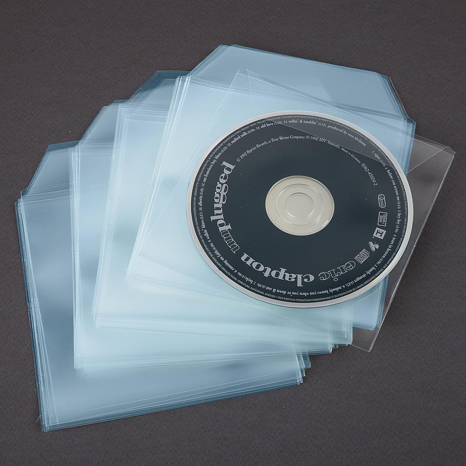 200 pochettes pour CD DVD Blu-Ray, 80 microns avec rabat sans colle - 125x125mm 