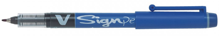 Stylo-feutre - Bleu - V-Sign Pen - Pilot - Pointe fine de 2mm - EAN: 4902505134678