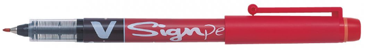 Stylo-feutre - Rouge - V-Sign Pen - Pilot - Pointe fine de 2mm - EAN: 4902505134661