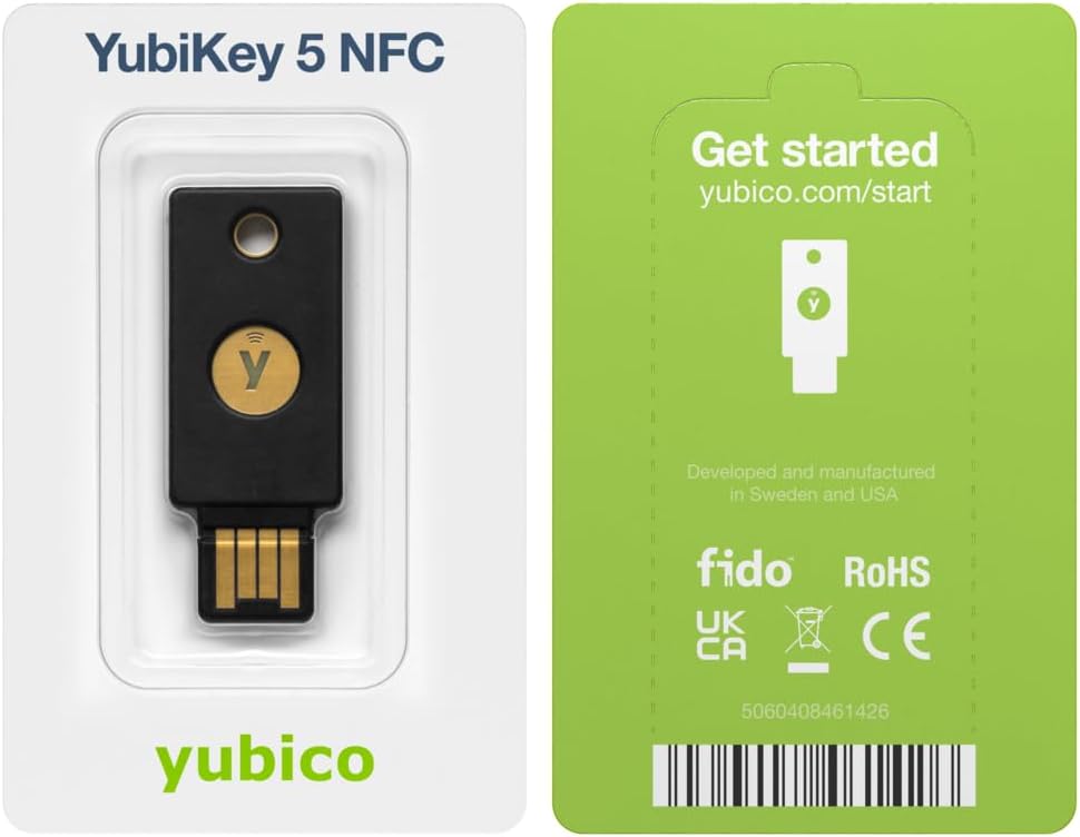 Yubico - YubiKey 5 NFC - Clé de sécurité ohne USB et NFC à authentification à deux facteurs