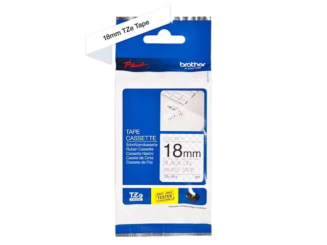 TZESE4 BROTHER PTOUCH 18mm- noir sur blanc