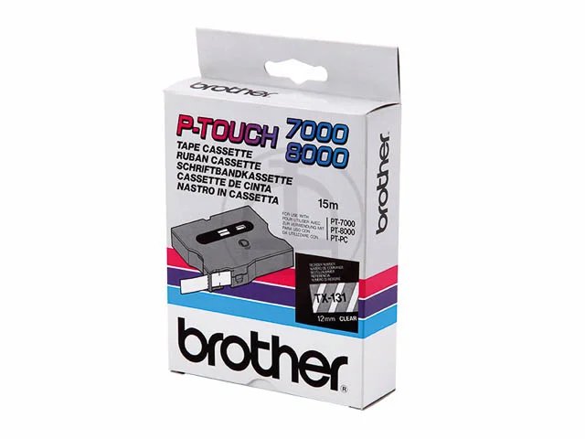 TX131 BROTHER PTOUCH 12mm - noir sur Transparent