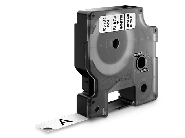 Ruban encreur DYMO D1 S0718060 polyester Couleur de ruban: blanc Couleur de police:noir 12 mm 5.5 m 