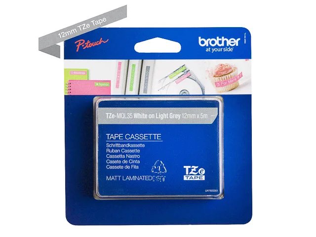 TZEMQL35 BROTHER 12mm - blanc sur gris