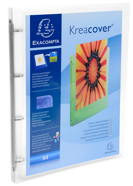 CLASSEUR PERSONNALISABLE POLYPRO Ø 15MM TRANSP DOS DE 20