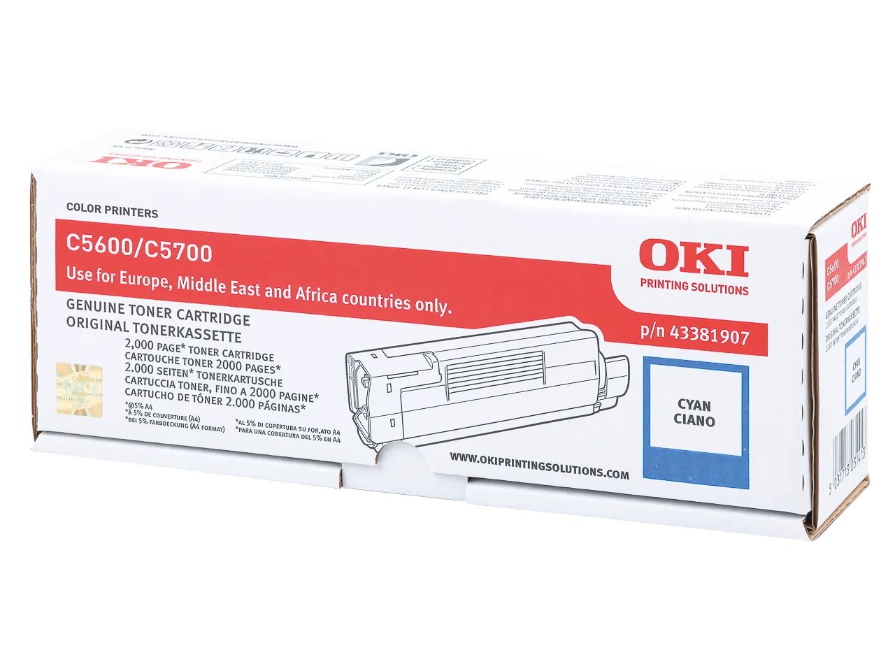 43381907 OKI C5600 Toner cyan