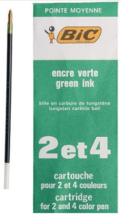 RECHARGE BIC 2&4 COULEURS M VERT