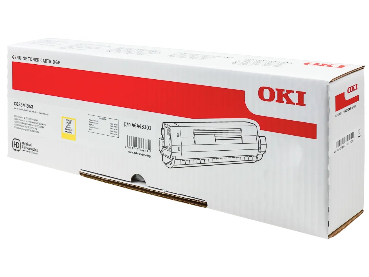 46443101 OKI C833DN Toner Jaune Grande Capacité