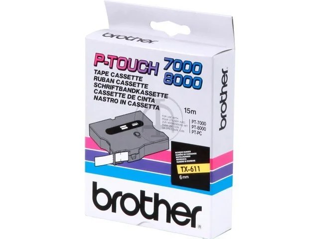 TX611 BROTHER PTOUCH 6mm- noir sur jaune