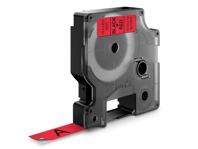 Dymo Ruban D1 S0720570 pour étiqueteuse - 12 mm x 7 m - Noir sur Rouge