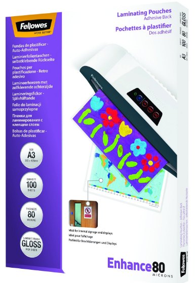 100 POCHETTES A PLASTIFIER ADHESIVES A3 80 MICRONS