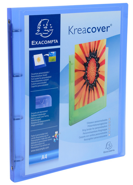 CLASSEUR PERSONNALISABLE POLYPRO 15MM BLEU TRANSP