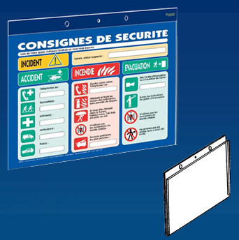 PORTE AFFICHE MURAL HORIZONTAL AVEC PERFORATION A4