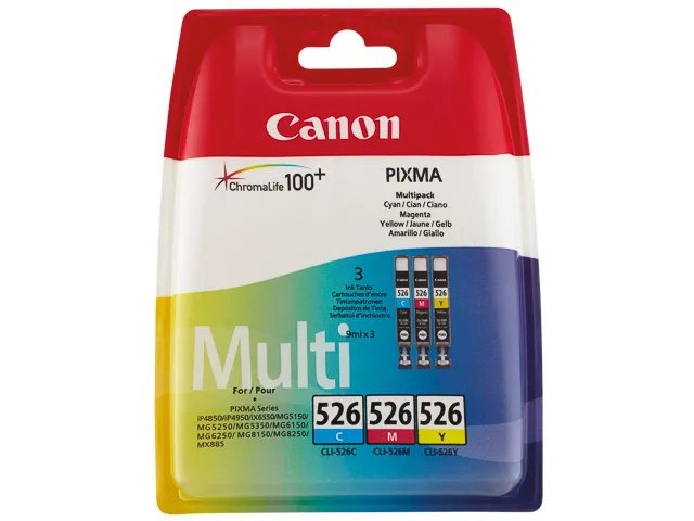 CANON Cartouche Encre CLI526 Cyan, Magenta et Jaune Pack