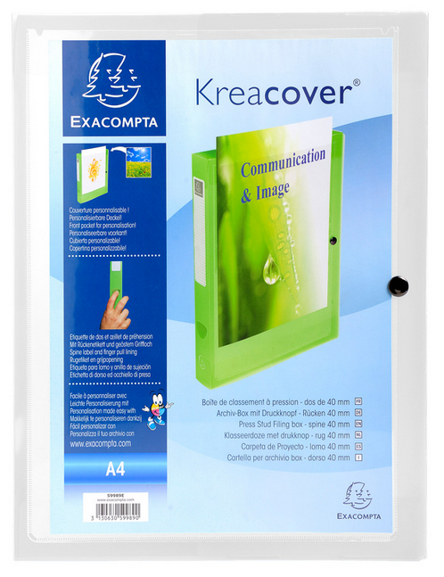 BOITE DE CLASSEMENT PERSONNALISABLE TRANSPARENT BLANC DOS 40 MM