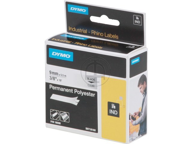 S0718160 DYMO ID1 9mm  - bleu sur transparent