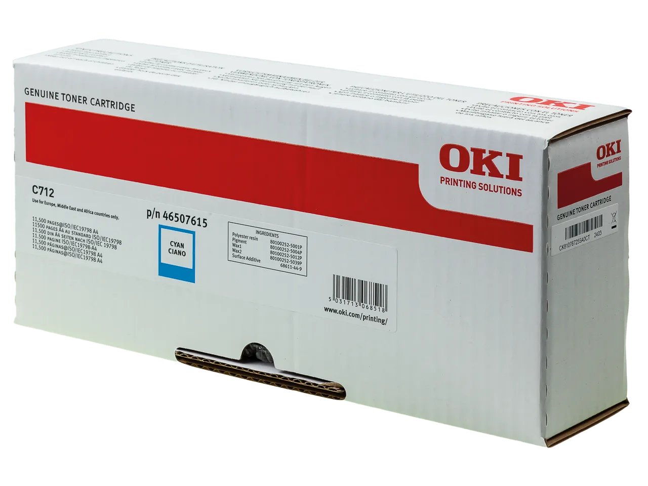 46507615 OKI C712 Toner cyan