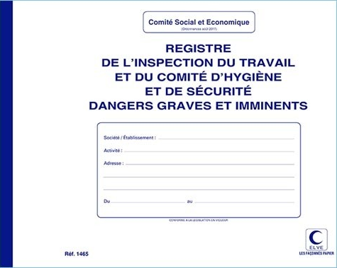 REGISTRE "INSPECTION DU TRAVAIL" 210X297 20 PAGES
