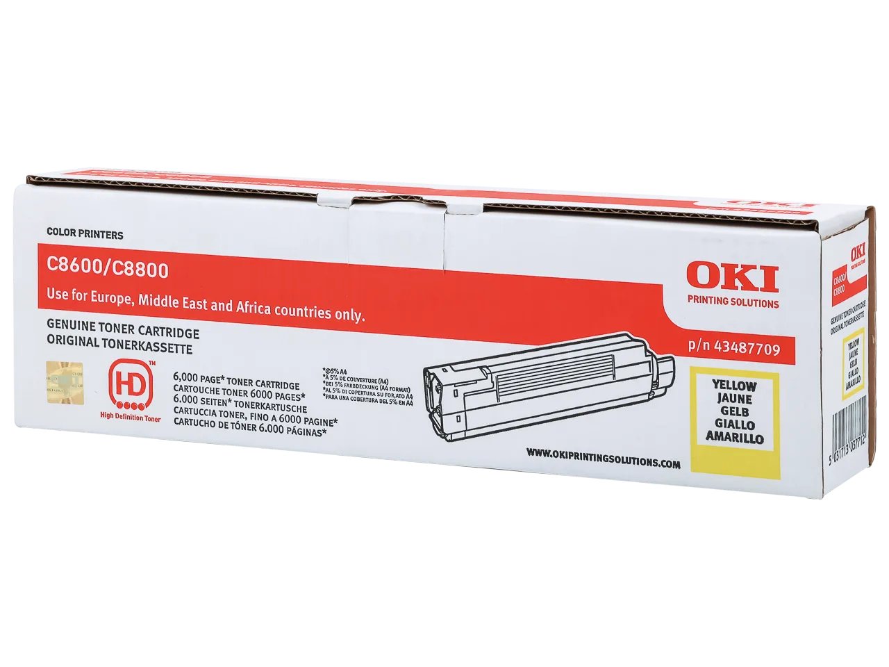 43487709 OKI C8600 Toner Jaune