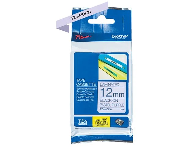 TZEMQF31 BROTHER PT 12mm - Noir sur violet pastel