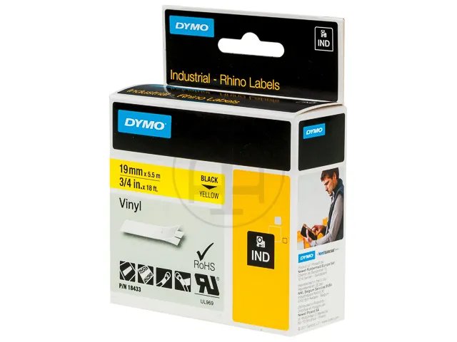 S0718470 DYMO ID1 19mm Noir-Jaune