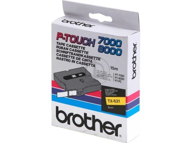 TX621 BROTHER PTOUCH 9mm- noir sur jaune