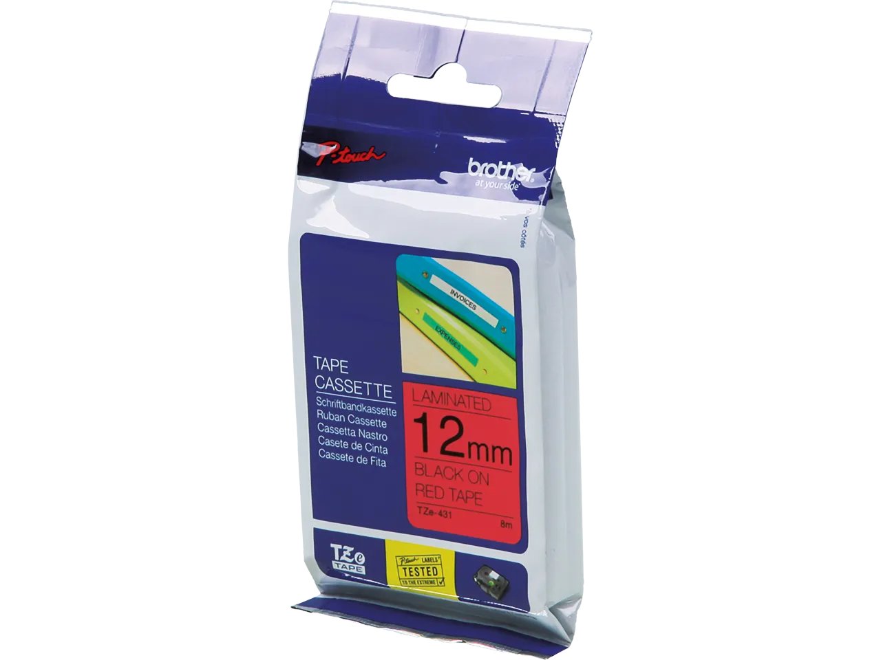 TZE431 BROTHER PTOUCH 12mm- noir sur rouge