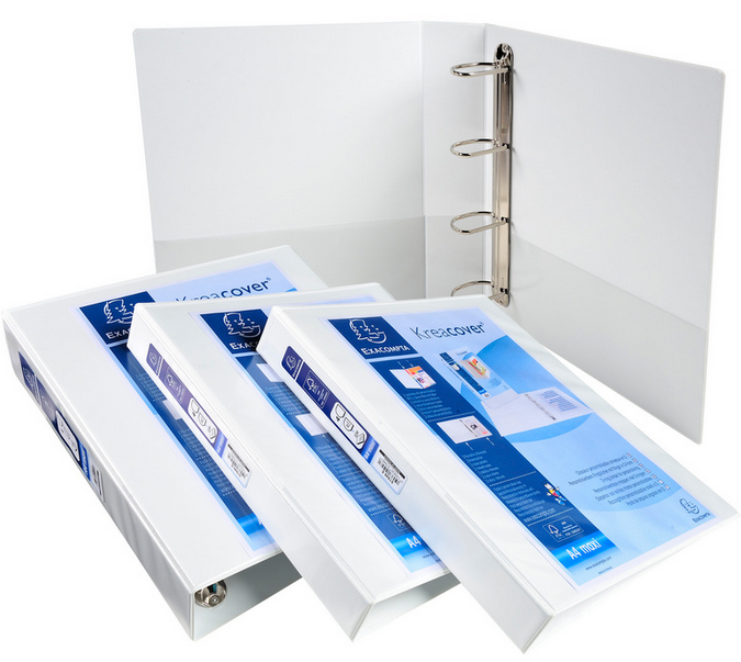 CLASSEUR PERSONNALISABLE 4 ANNEAUX D 15 MM 3 Pochettes Extérieures BLANC