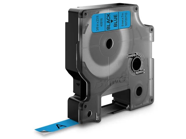Dymo Ruban D1 S0720710 pour étiqueteuse - 9 mm x 7 m - Noir sur Bleu
