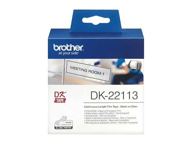 DK22113 BROTHER PT QL550 LABELS - noir sur transparent