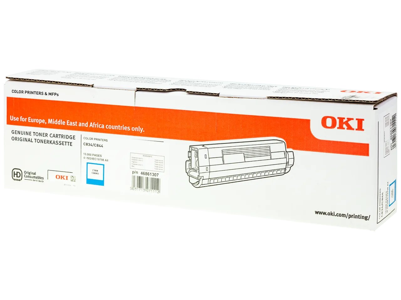 46861307 OKI C834 Toner cyan