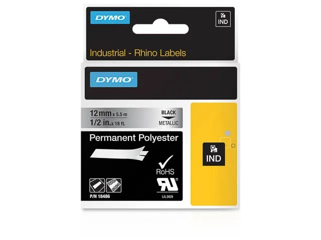 18486 DYMO ID1 12mm Noir-METALLIC