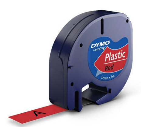 RUBAN LETRATAG PLAST. NOIR/ROUGE