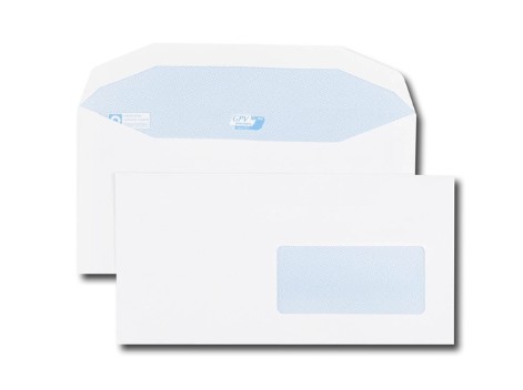 BOITE 1000 ENVELOPPES MECANISABLES PATTE TRAPEZE BLANCHES C6/C5 115x229 80G FENETRE 45x100 GOMMEES
