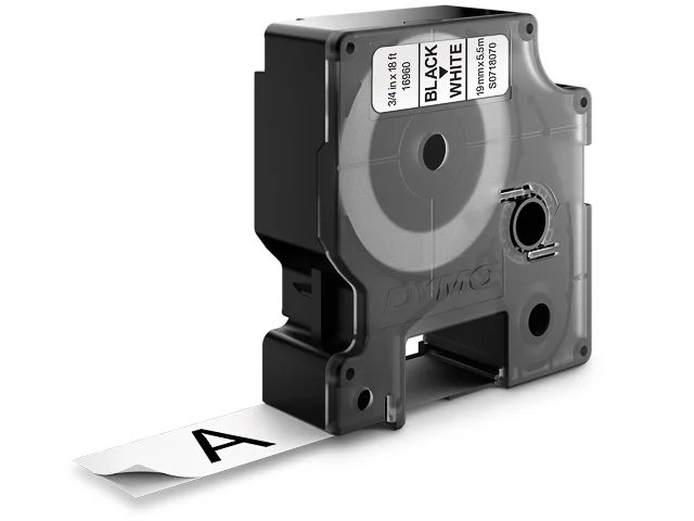 DYMO S0718070 Ruban encreur polyester Couleur de ruban: blanc Couleur de police: noir 19 mm 5.5 m