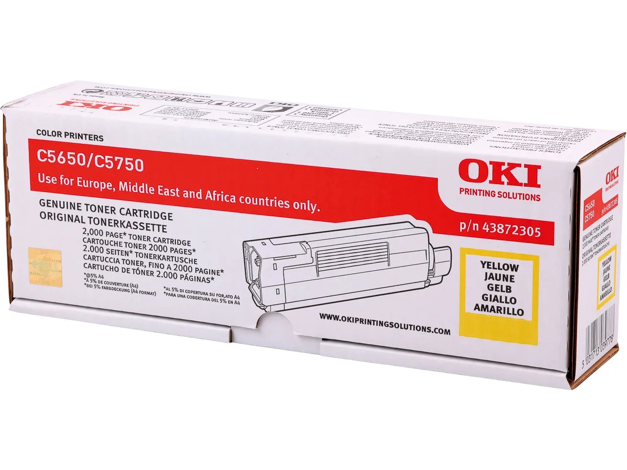 43872305 OKI C5650 Toner Jaune