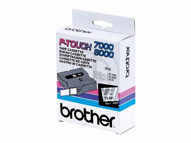 TX141 BROTHER PTOUCH 18mm - noir sur Transparent