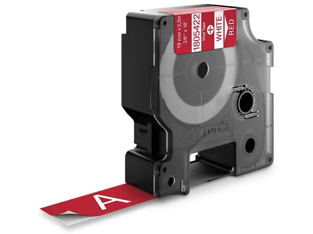 1805422 DYMO ID1 19mm  - rouge sur blanc