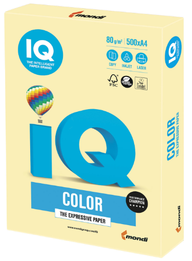  PAPIER IQ PREMIUM RAMETTE 500 FEUILLES 80G A4 JAUNE CANARI 