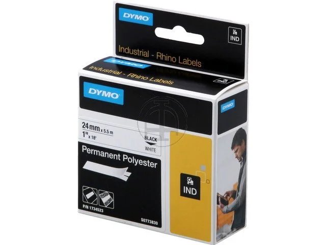 S0773830 DYMO ID1 24mm  - blanc sur noir