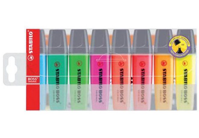 POCHETTES 8 SURLIGNEURS ASS STABILO BOSS ORIGINAL 