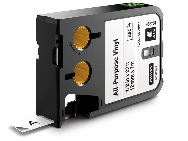 1868751 DYMO XTL 12mm  - blanc sur noir