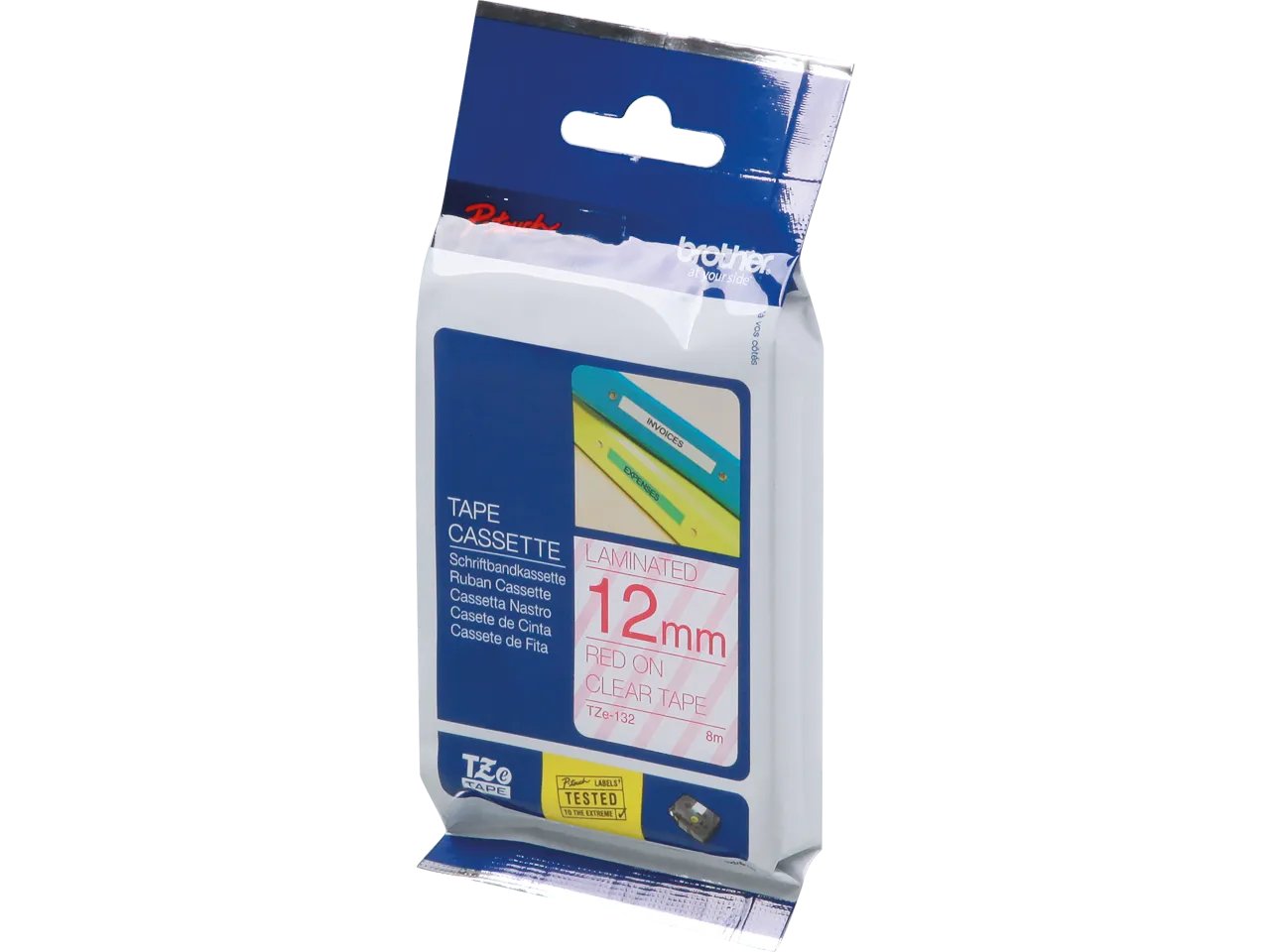 TZE132 BROTHER PTOUCH 12mm - noir sur Transparent