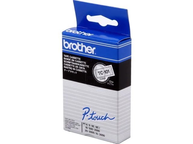 TC101 BROTHER PTOUCH 12mm - noir sur Transparent