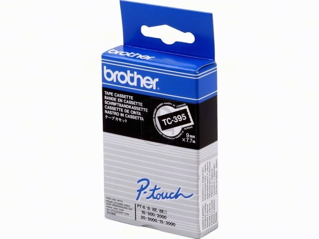 TC395 BROTHER PTOUCH 9mm  - noir sur Transparent