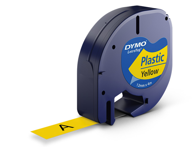 S0721670 DYMO - Longueur  : 4 mètres - Ruban noir sur fond jaune 12mm 