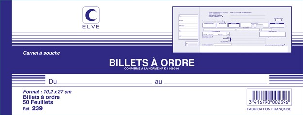 BILLETS A ORDRE 102X270 50FTS