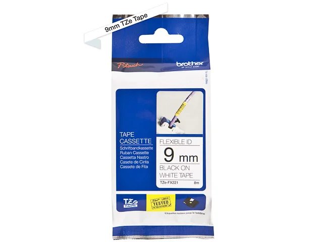 TZEFX221 BROTHER PTOUCH 9mm- noir sur blanc