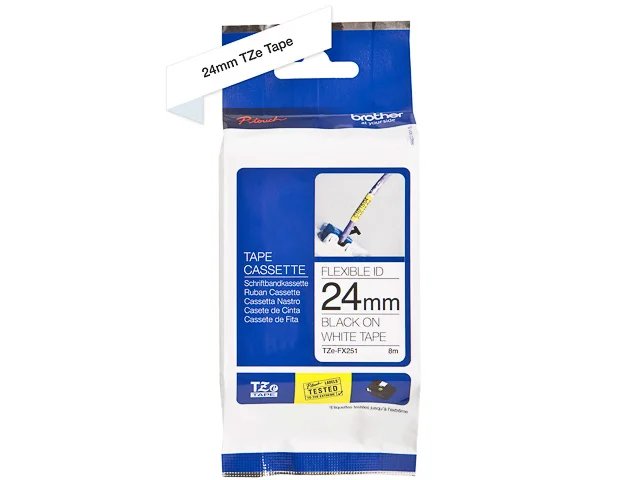 TZEFX251 BROTHER PTOUCH 24mm- noir sur blanc